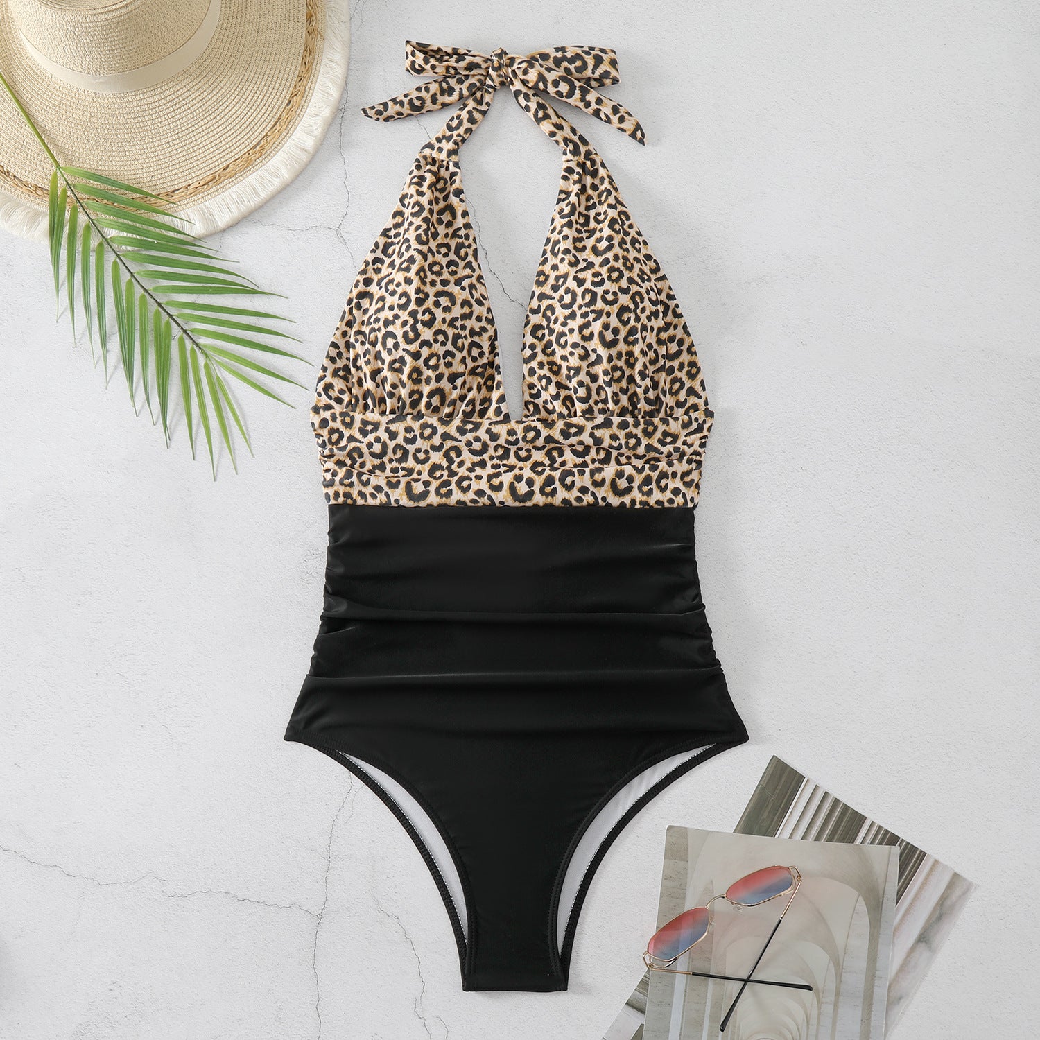 One Piece Swimsuit With Floral Print And Chest Pad