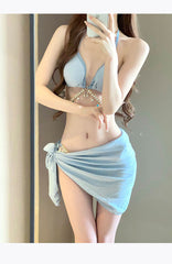 Fish Diamond Chain Strap Triangle Swimsuit Set