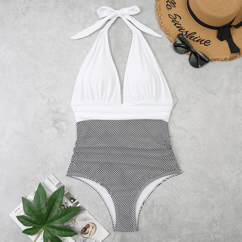 One Piece Swimsuit With Floral Print And Chest Pad