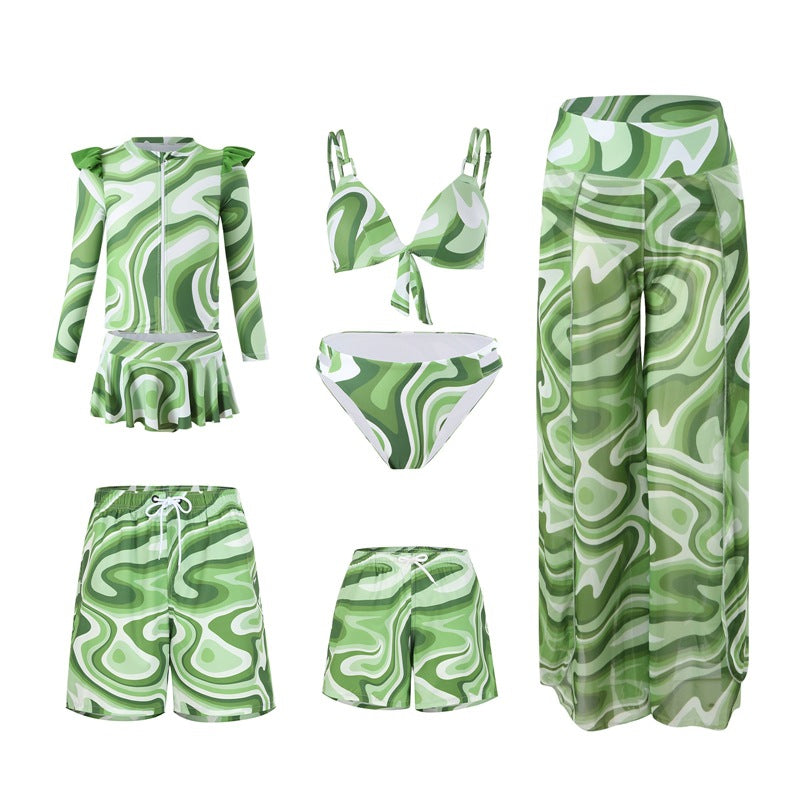 Contrast Color Bikini Family Matching Swimwear
