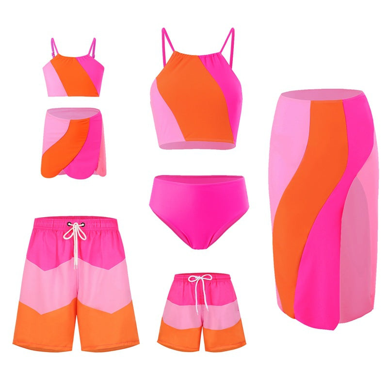 Contrast Color Bikini Family Matching Swimwear