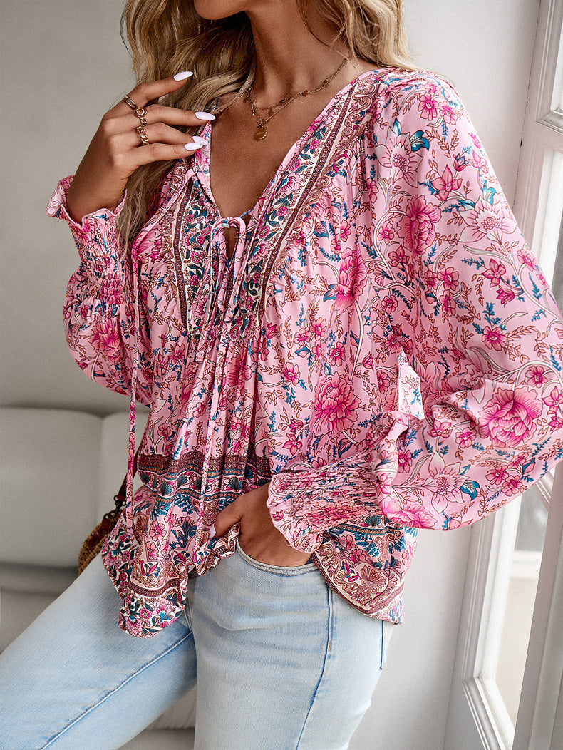 Paisley  Half Sleeve  Printed Polyester  V neck Boho Summer  Orange Top