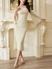 One-Shoulder Flared Sleeve Dress