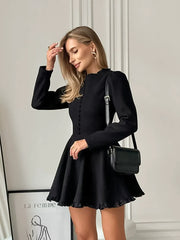 Round-Neck Long-Sleeved Dress