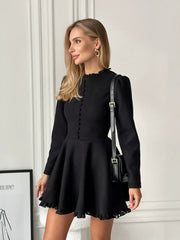 Round-Neck Long-Sleeved Dress