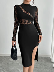 Lace Slit Tight Dress