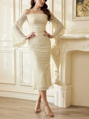 One-Shoulder Flared Sleeve Dress