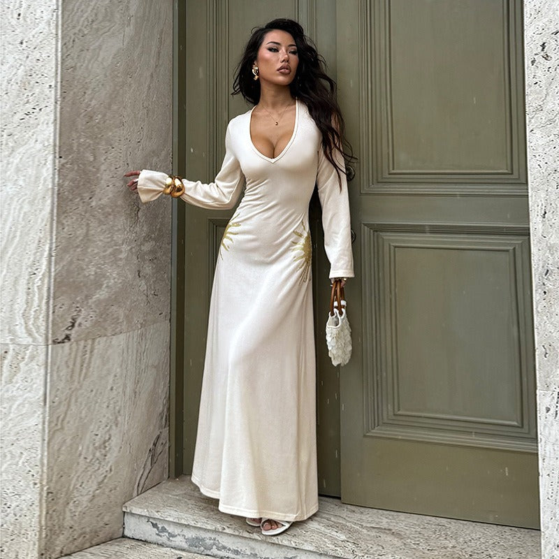Fitted Knitted Long-Sleeved Dress