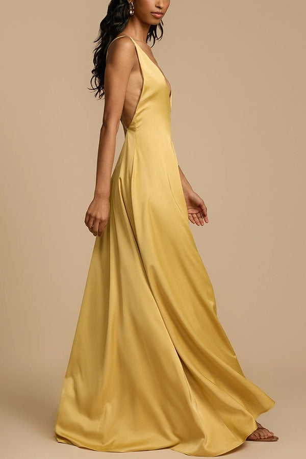 V-Neck Satin Dress