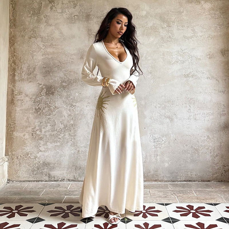 Fitted Knitted Long-Sleeved Dress