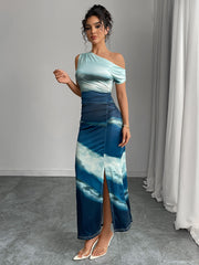 Off-The-Shoulder Printed Dress