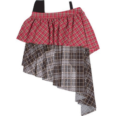Cross-Belted Striped Skirt With Belt