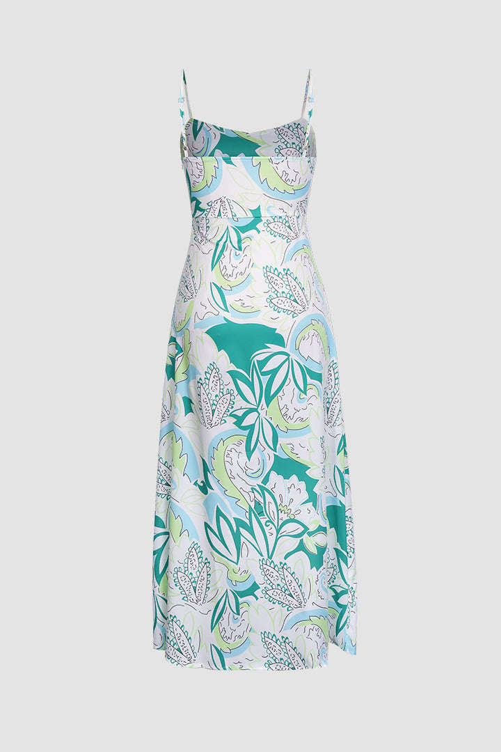 Green Floral Midi Slip Dress