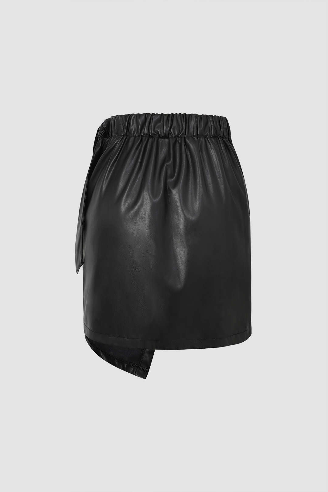 Faux Leather Knot Side Wrap Mini Skirt