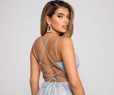 Rashida Lattice Back Glitter Dresses