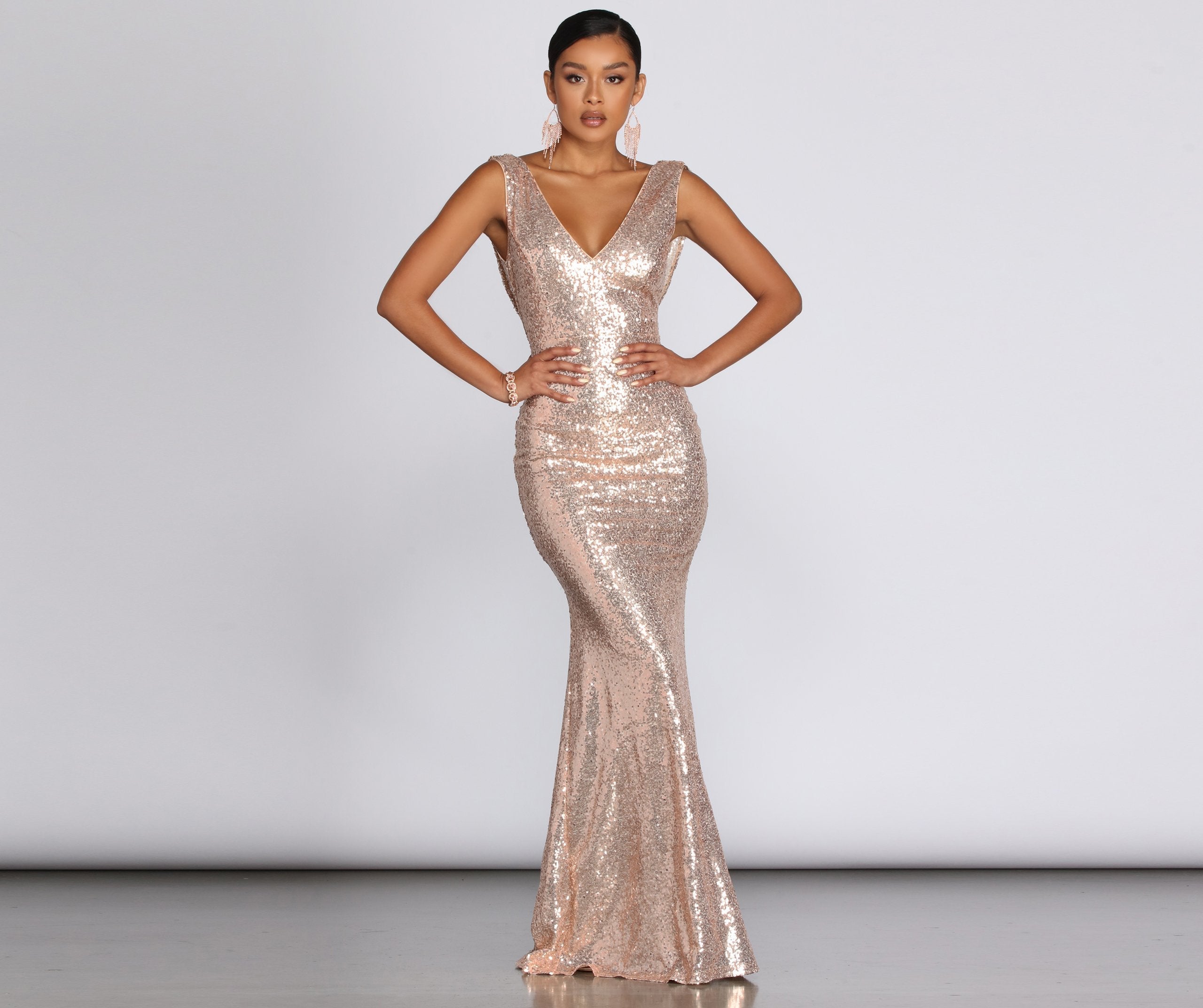 Paloma Cowl Back Sequin Gown
