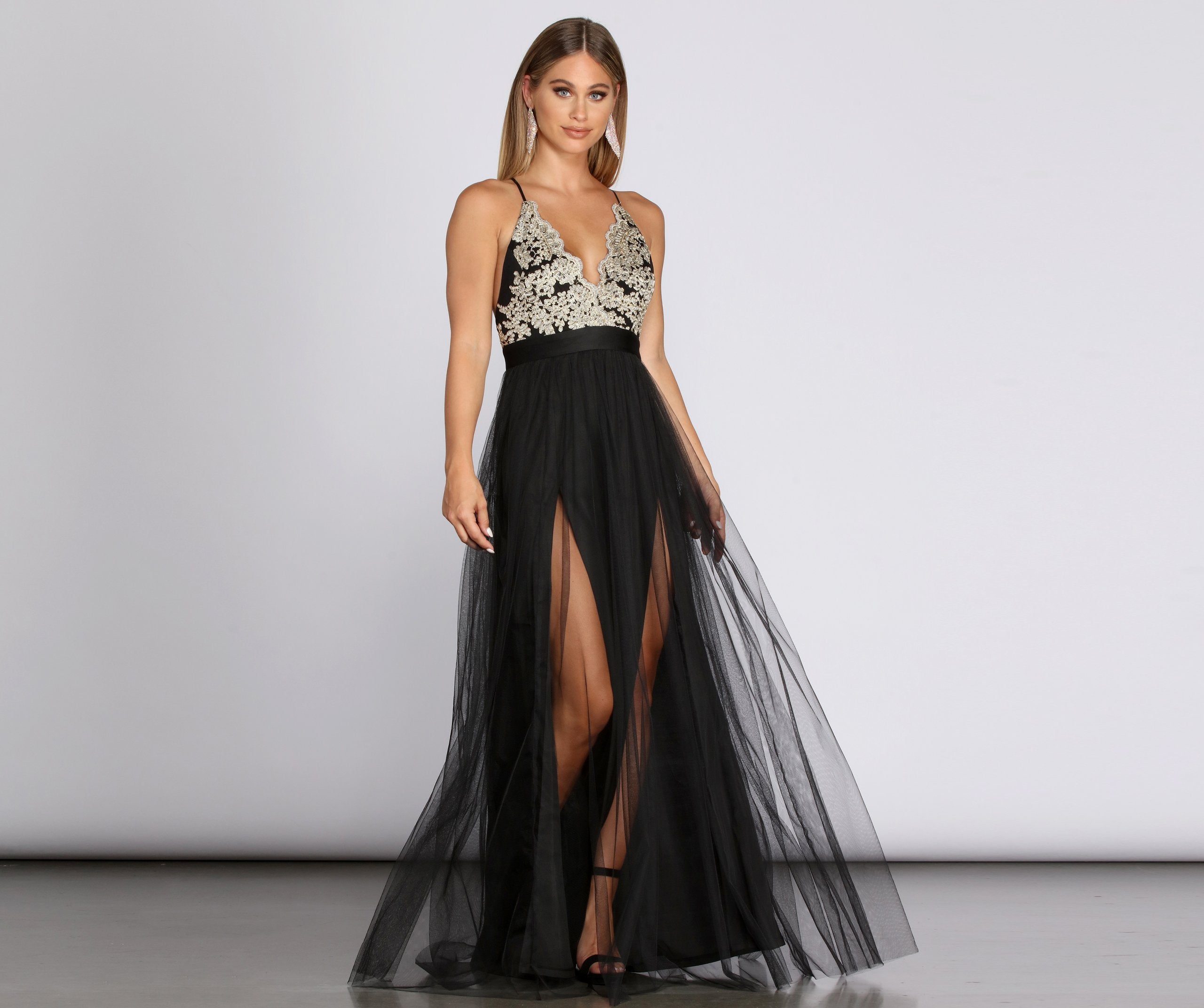 Arya Formal Embroidered Tulle Dresses