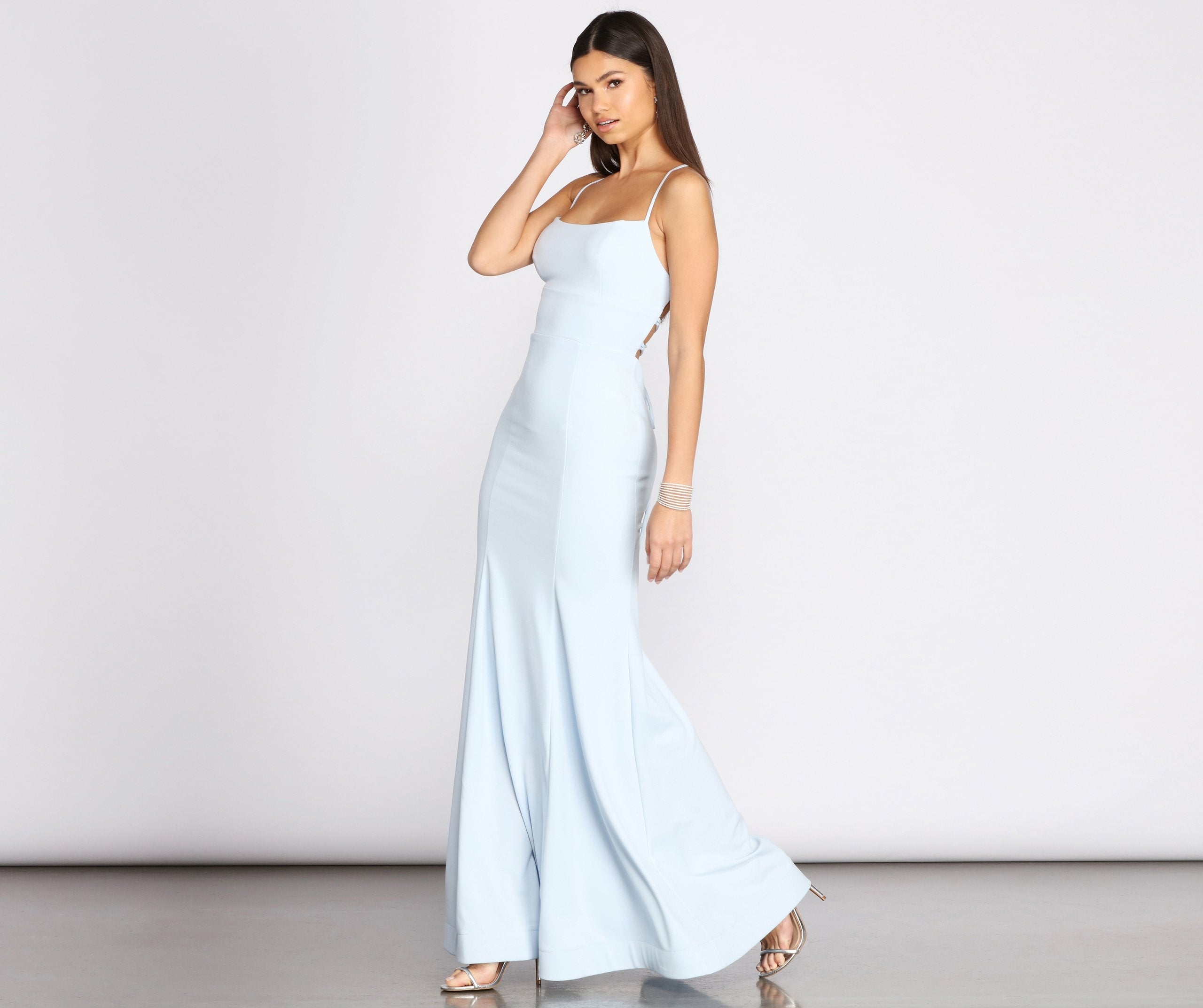 Billie Crepe Lace Up Mermaid Gown