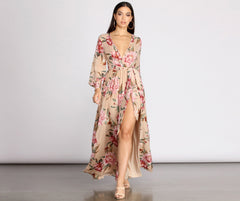 Caralisa Floral Chiffon High Slit Dresses