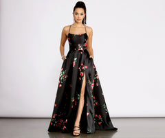 Catia Lace Up Back Floral A-Line Dresses