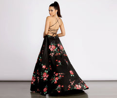 Catia Lace Up Back Floral A-Line Dresses