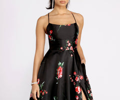 Catia Lace Up Back Floral A-Line Dresses