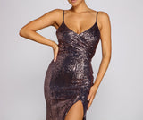 Claire Sleeveless Sequin High-Slit Formal Dresses