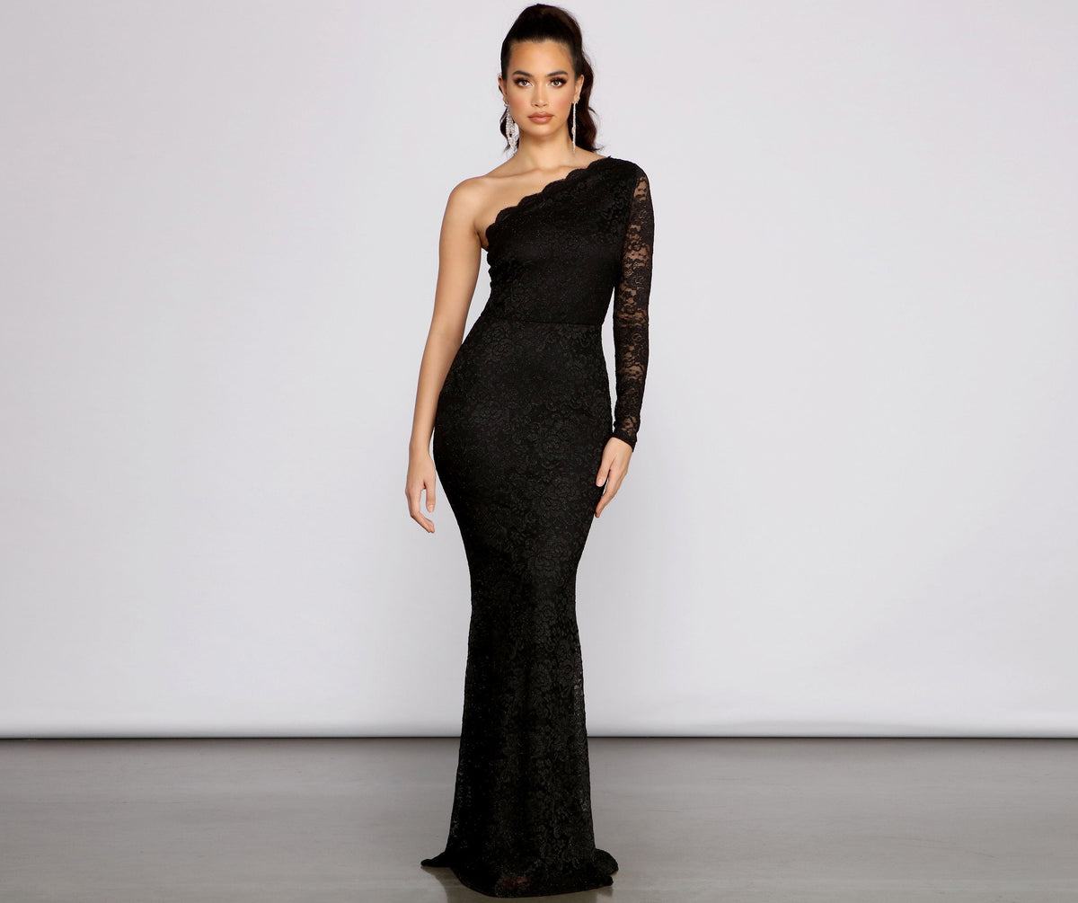 Brea Formal Lace One Shoulder Dresses