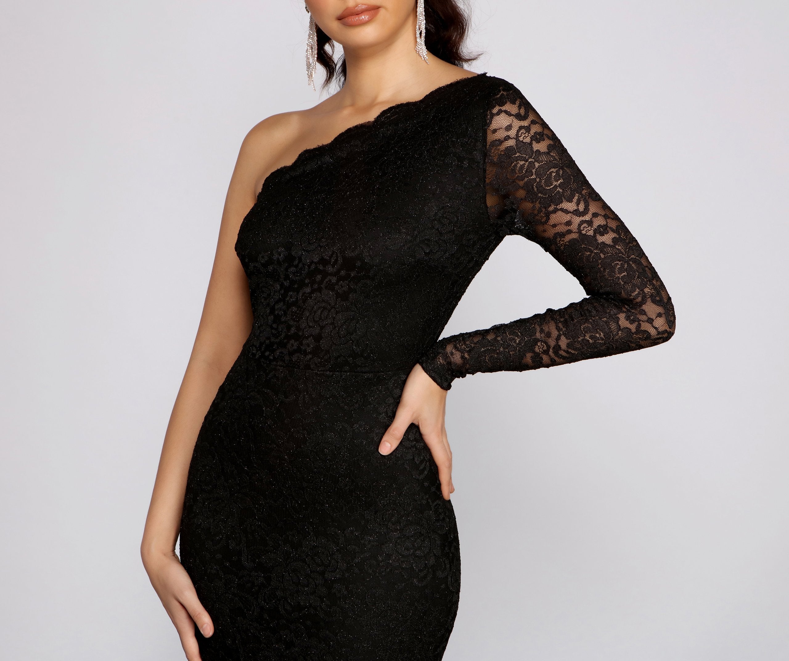 Brea Formal Lace One Shoulder Dresses