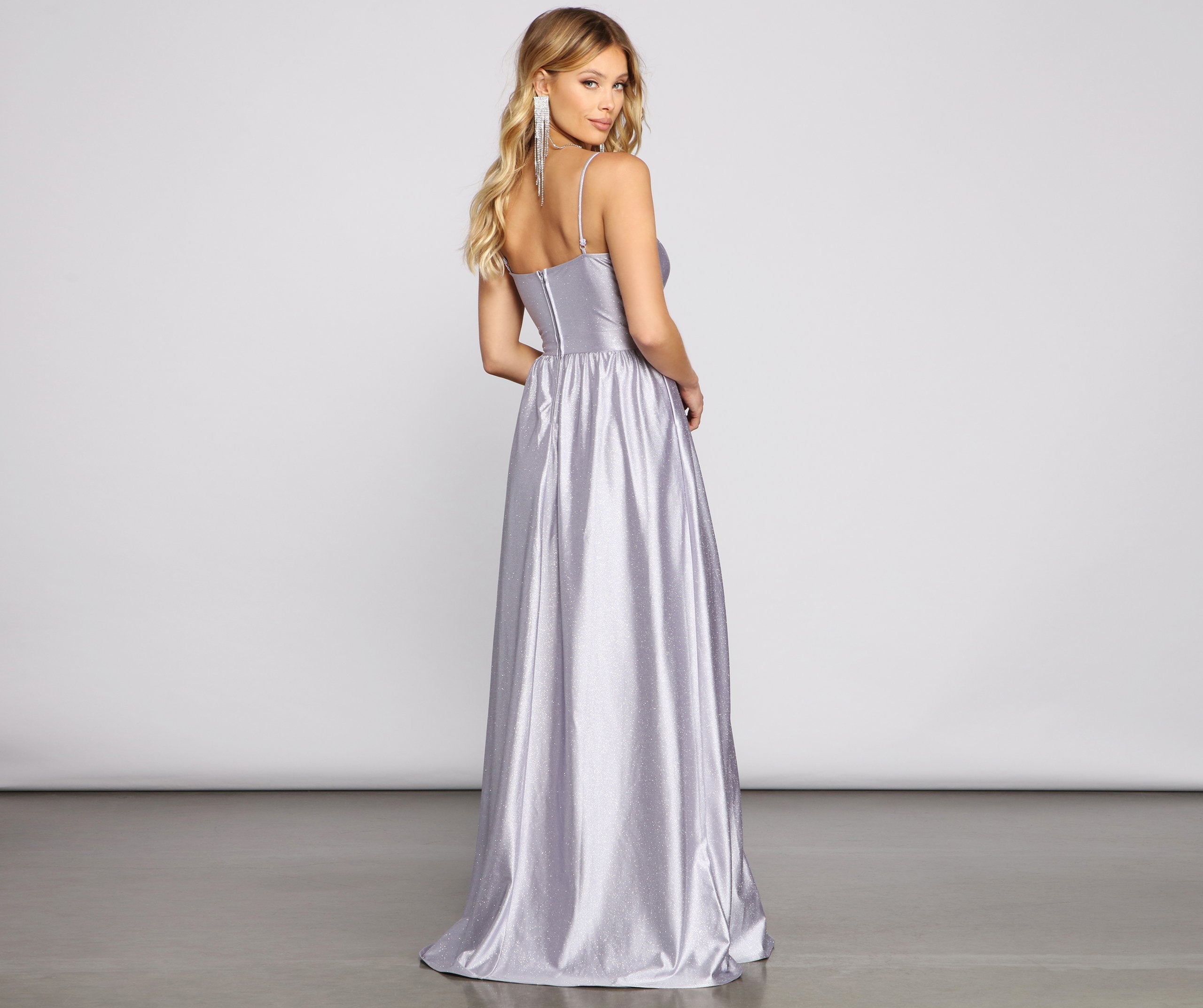Riley Glitter Satin A-Line Formal Dresses