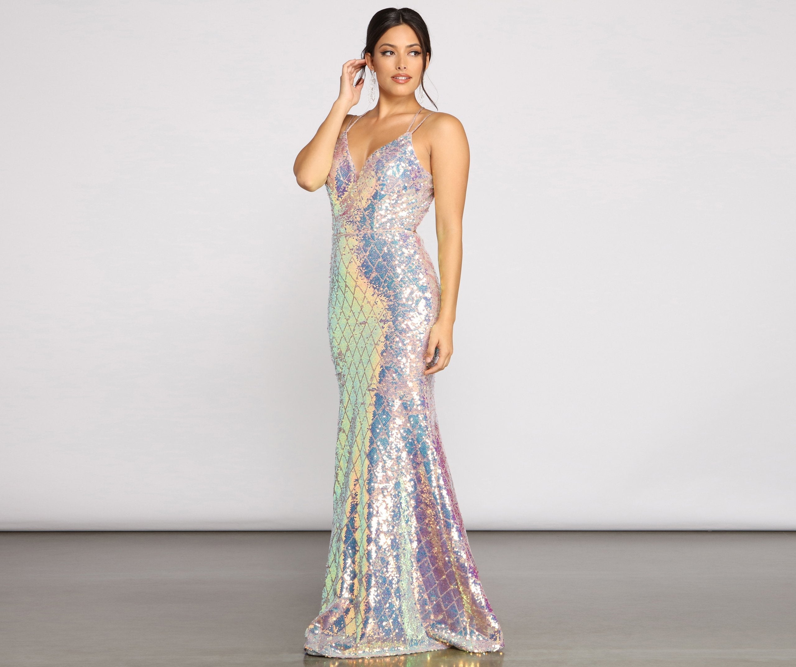Ariel Formal Iridescent Sequin Dresses