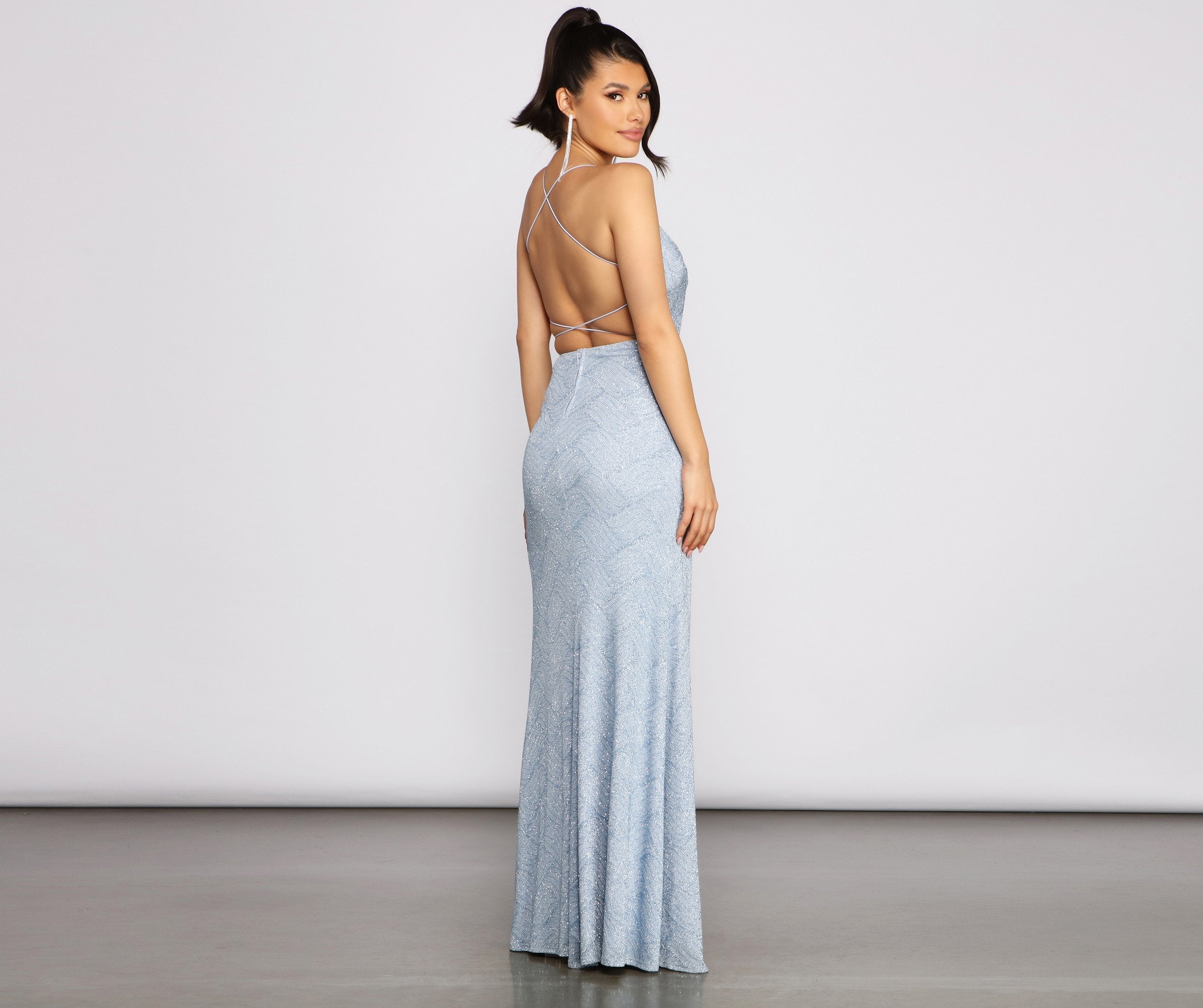 Doria Formal High Slit Glitter Dress Conean Doria Formal High Slit Glitter Dress Conean