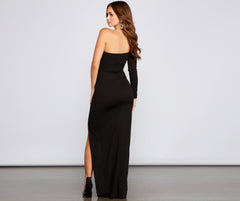 Onyx Formal One Shoulder Crepe Dresses