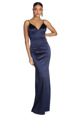 Aria Formal Satin Ruched Dresses