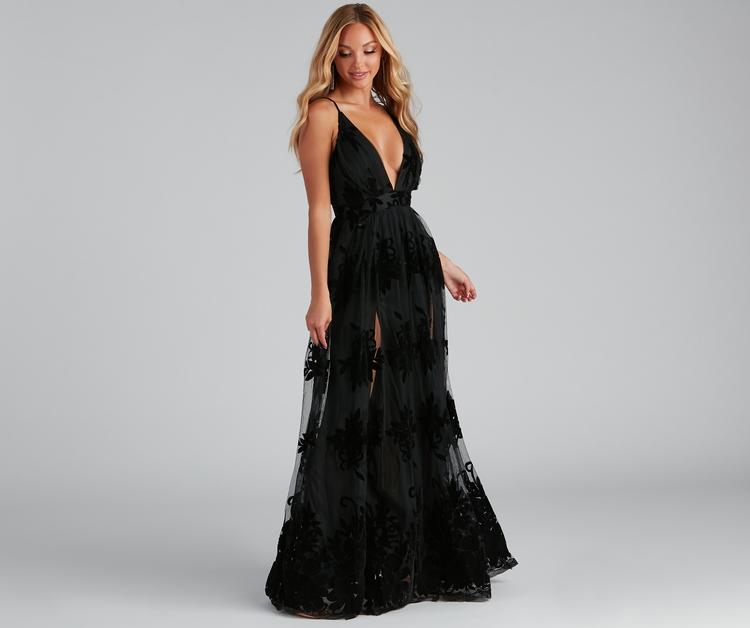 Morgan Formal Flocked Velvet Dresses