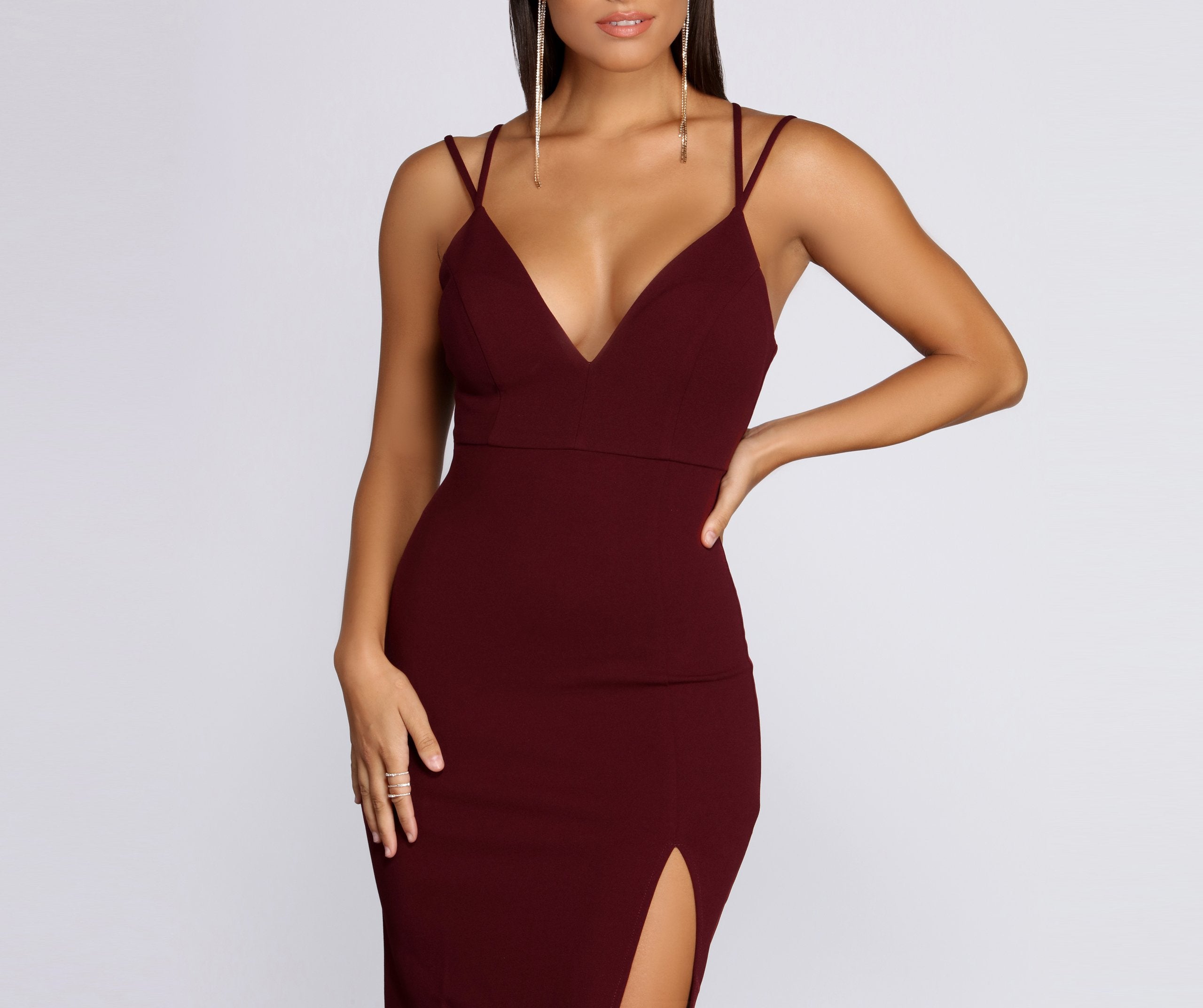 Bailey Strappy Formal Crepe Dresses