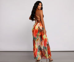 Brighter Vibes Lace-Up Chiffon Maxi Dresses