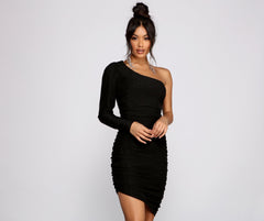 One Shoulder Glitter Lurex Bodycon