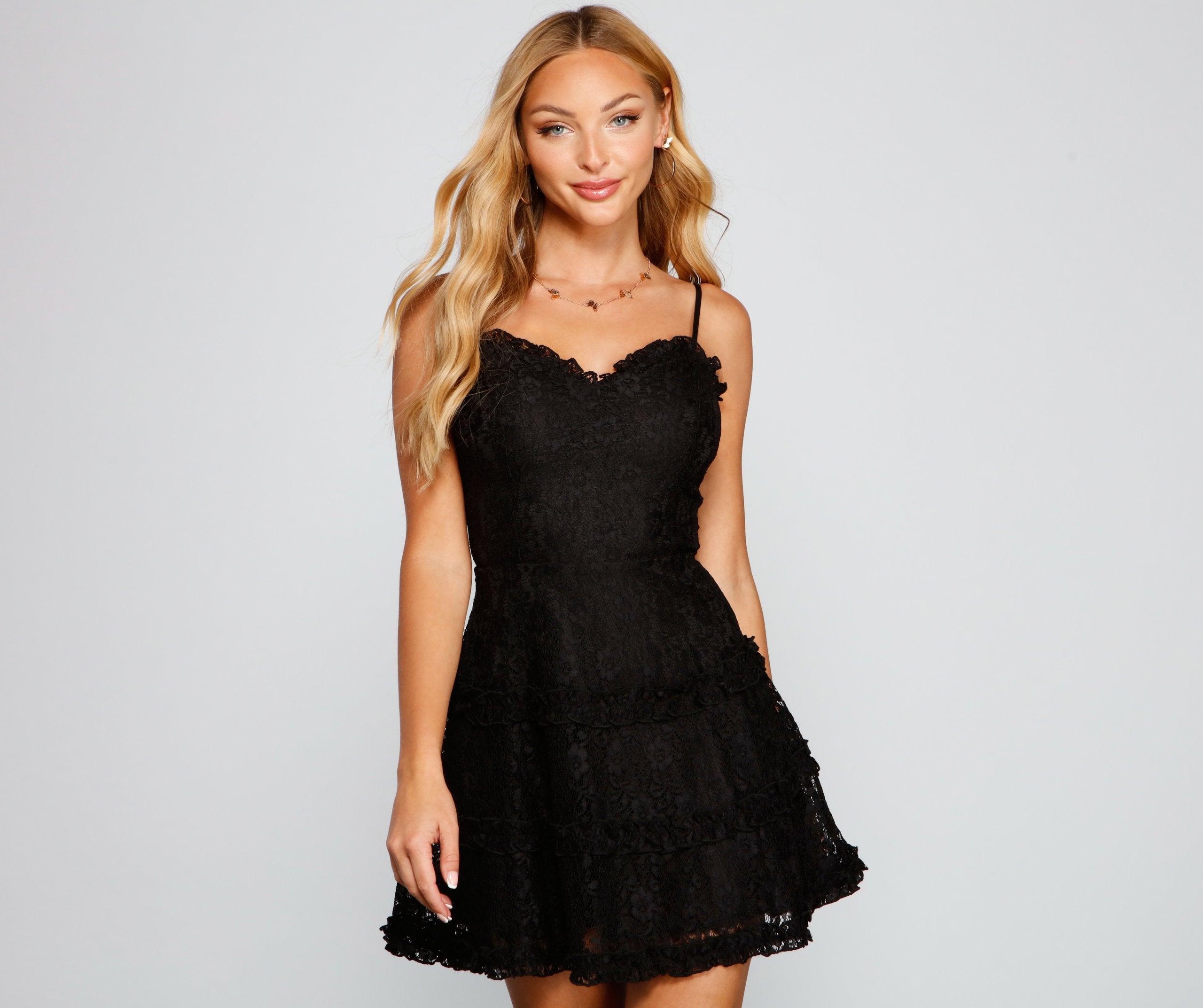All About That Lace Ruffled Mini Dresses