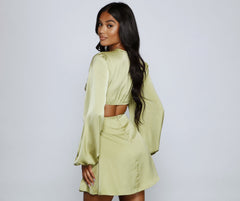 So Luxe Satin A-Line Cutout Mini Dresses