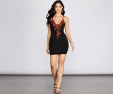 Rose Embroidered Bodycon Dresses