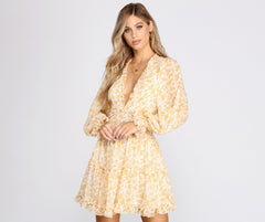 Spring Fling Floral Chiffon Ruffle Dresses