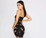 Can't Forget Me Floral Side Ruched Mini Dresses