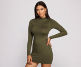 All About Knit Mock Neck Mini Dresses