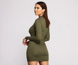 All About Knit Mock Neck Mini Dresses