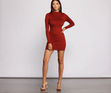 All About Knit Mock Neck Mini Dresses