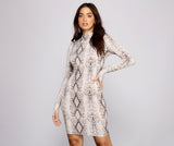 Babe Alert Snake Print Mini Dresses
