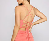 Ruched And Radiant Lace-Up Mini Dresses