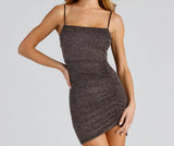 After Hours Glitter Knit Ruched Dresses
