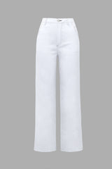 Contrast Stitch Wide Leg Pants